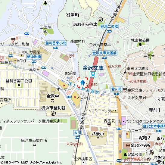 金沢文庫支店付近の地図